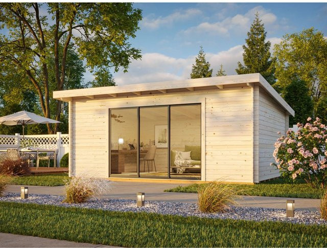 Palmako Gartenhaus Lea Slide Plus aus Fichtenholz in Grau, Pultdach, B/T/H: 530 x 380 x 249 cm - Bild 1