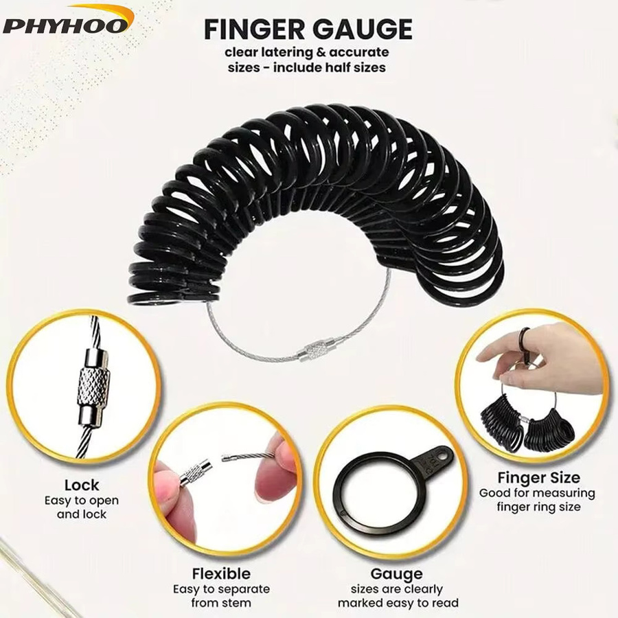 PHYHO Ringgrößenmessgerät-Set, Kunststoff, US-Größen 1-13, Unisex - Bild 2