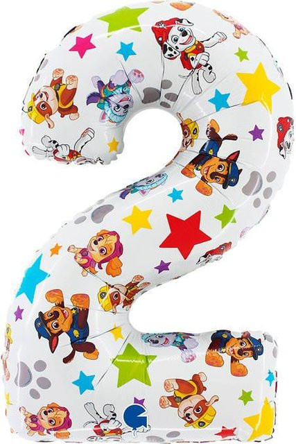 Grabo Paw Patrol Folienballon Zahl 2, Multicolor, Höhe: 66 cm - Bild 1