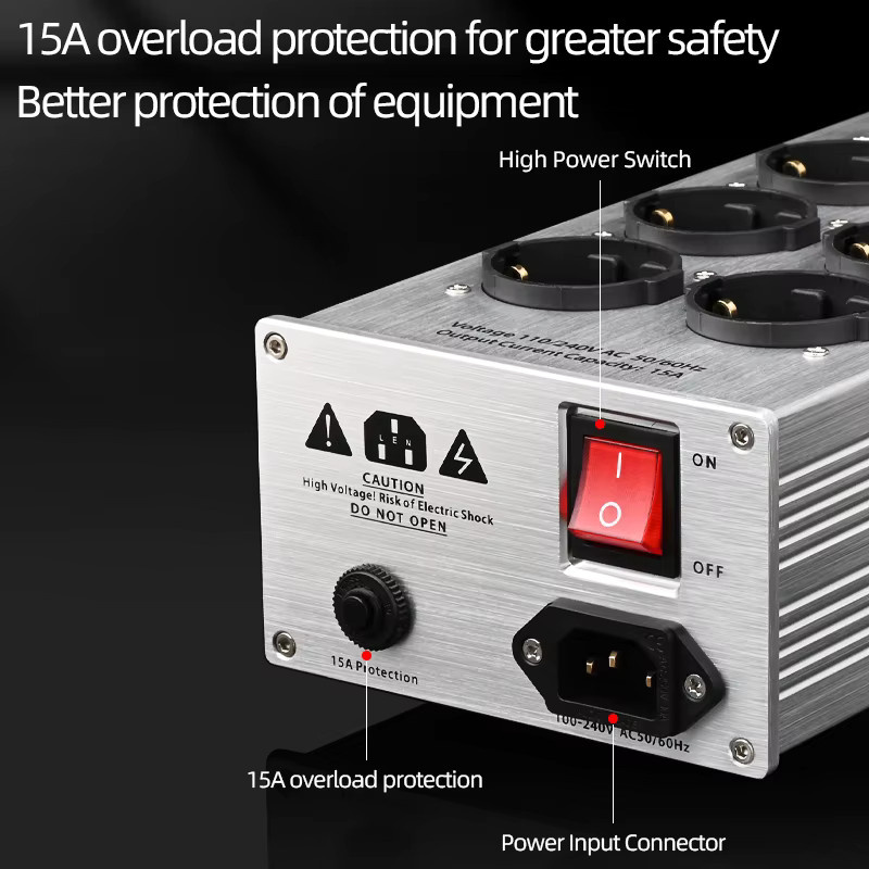 Ataudio HiFi Power Filter mit Blitzschutz und Störungsfreiem Stromreiniger für EU-Netzkabel in Schwarz oder Silber - Bild 2