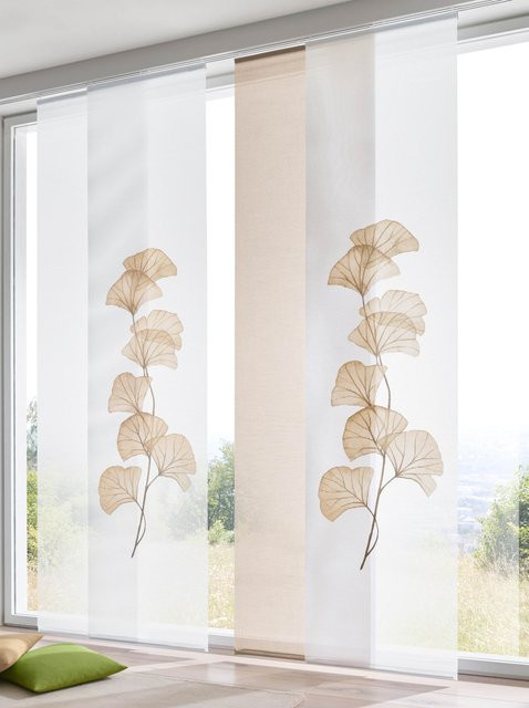 Schiebevorhang Heine Home in Sand, semi-transparent, 100% Polyester, B: 145 cm, H: 145 cm - Bild 1