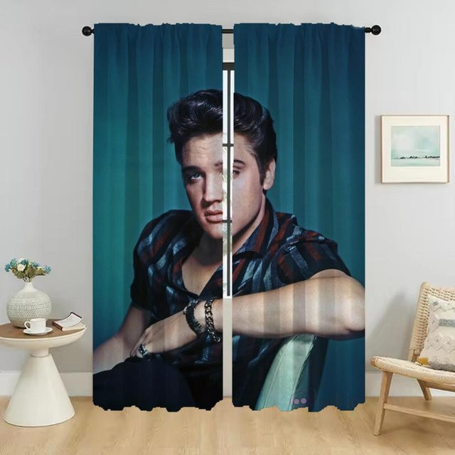 Elvies Zimmervorhänge aus Tüll, 2-teiliges Set, Blau, B: 50 cm, H: 70 cm - Bild 1