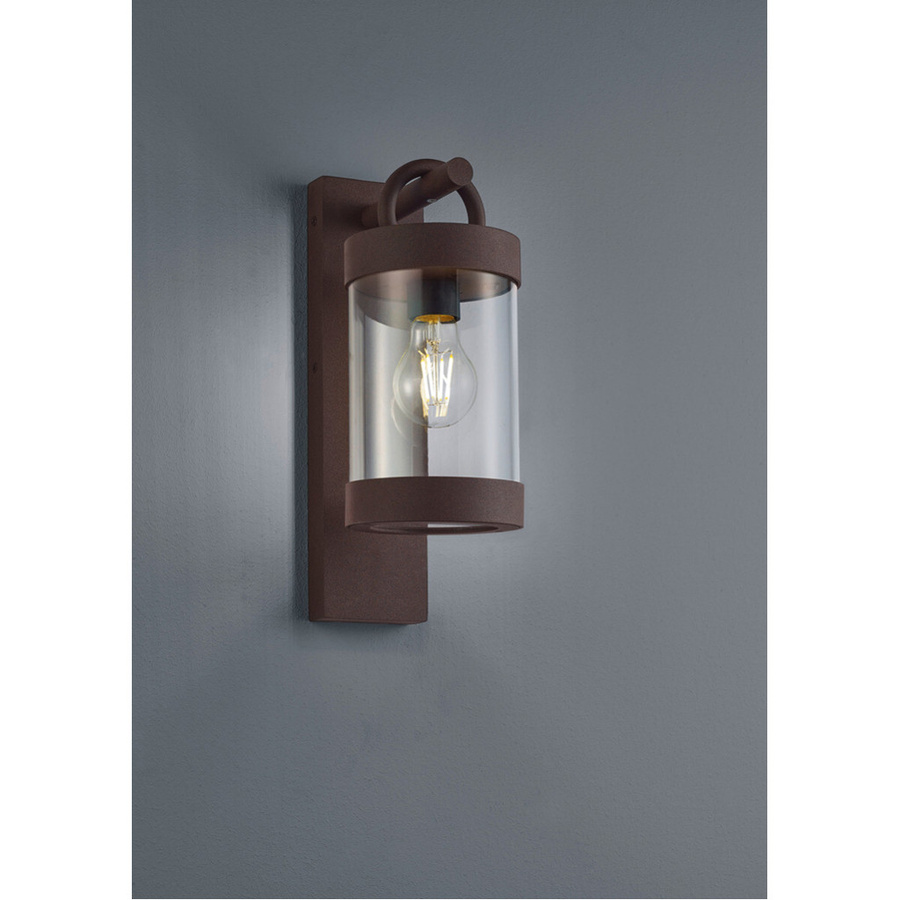 Trio Sambesi Außenwandleuchte aus Druckgussaluminium in Rostfarbig mit transparentem Glas, B/H: 12 x 33 cm - Bild 2