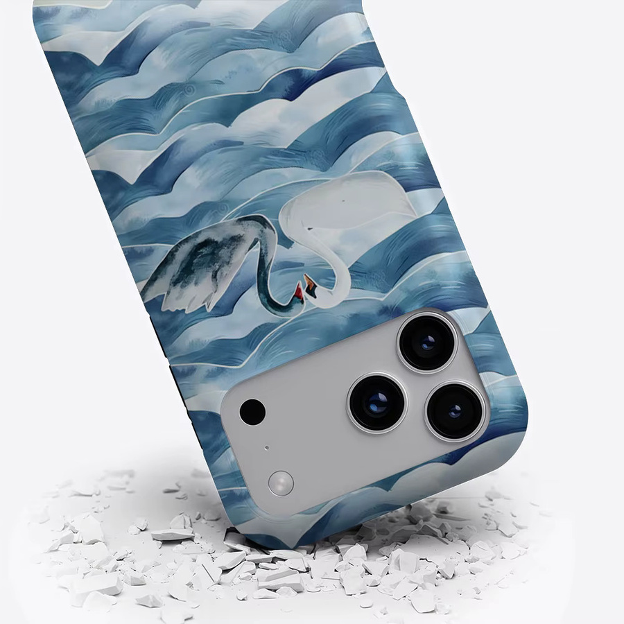 Aurbe Matte 2-in-1 MagSafe Hülle mit Schwanenwellen-Design für iPhone 17 16 15 14 Plus Pro Max, stoßfeste Hartschale - Bild 3