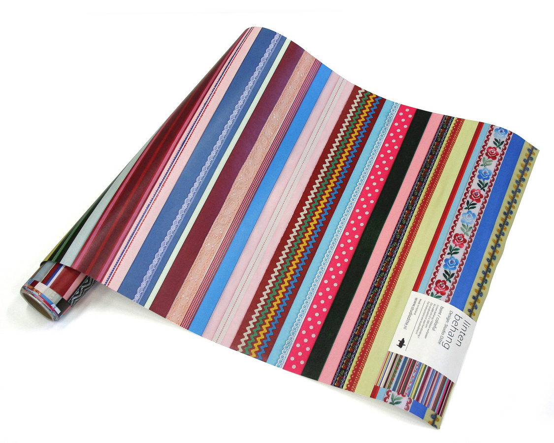 Studio Ditte Tapete Ribbon in Multicolour mit abstraktem Streifenmuster und Vintage-Look, Vlies-Tapete, Rolle - Bild 3