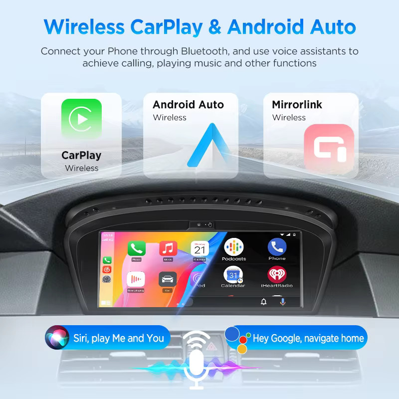 Junsun Linux Wireless Carplay und Android Auto Autoradio mit Bluetooth und GPS Navigation für BMW 3er E90 E91 E92 E93 sowie 5er E60 E61 E62 E63 E64 CCC CIC Modelle in Schwarz - Bild 4