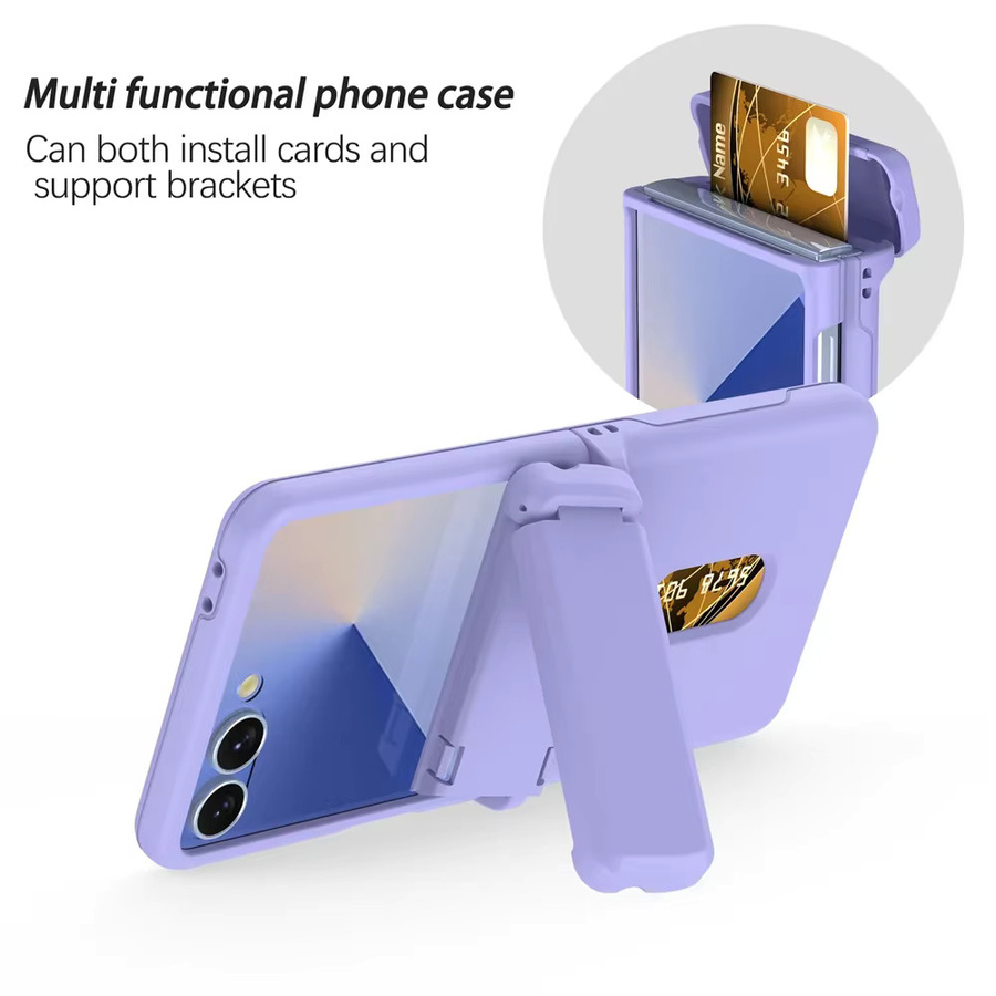 Harte Handyhülle mit Scharnierschutz und Kartenständer für Samsung Galaxy Z Flip 7 FE, Z Flip 6 und Z Flip 5 5G in Weiß und Lila - Bild 4