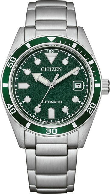 Citizen Armbanduhr Automatik, Edelstahl, Grün, 39 mm, Unisex - Bild 1