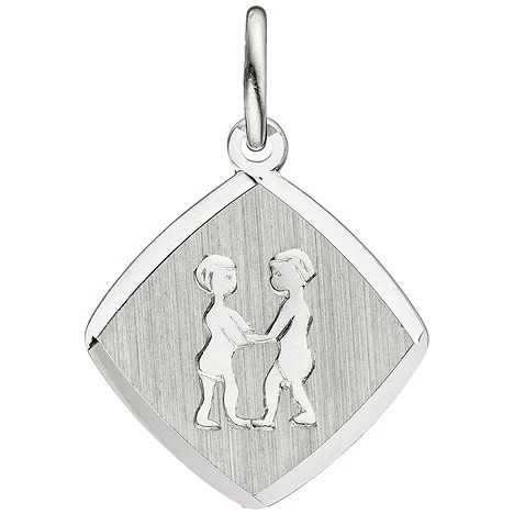 Colfem Anhänger Sternzeichen Zwilling, 925 Sterling Silber, matt, Unisex - Bild 1