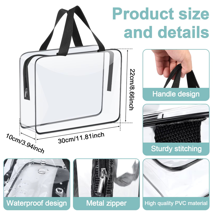 Willstar Make-up-Aufbewahrungsbeutel Set aus transparentem PVC, 4/6 Stück wasserdichte Organizer-Taschen mit Reißverschluss für Reisen und Haushalt, B/T/H: 30,0 x 22,0 x 10,0 cm - Bild 4
