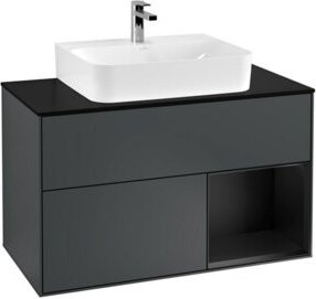 V&B Waschtischunterschrank Finion 100 mit Wandbeleuchtung, Lackiert, B/T/H: 100 x 50,1 x 50,1 cm - Bild 1