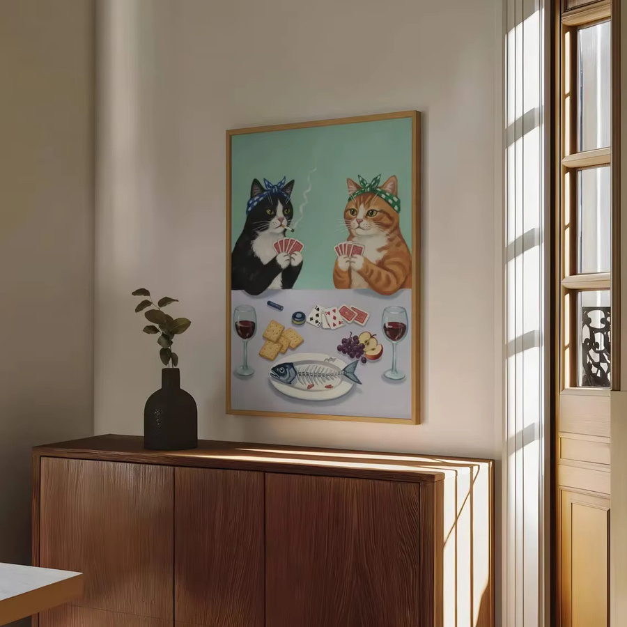 SHENCHEN Katzen Spielkarten Poster Digitale Wandkunst mit rauchender Katze in Multicolor - Bild 3