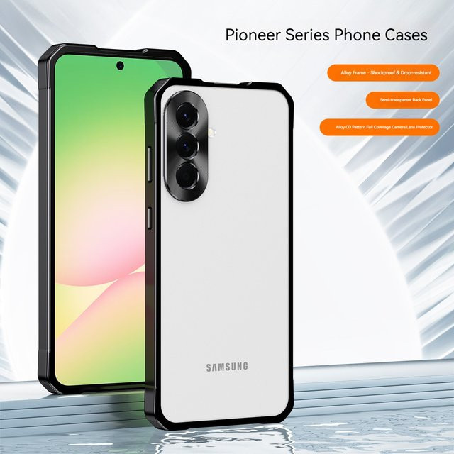Stoßfeste Samsung Galaxy Schutzhülle aus Aluminiumlegierung mit Push-Pull-Matte-Rückwand in Schwarz für Samsung Galaxy A56 A36 A26 A16 - Bild 1