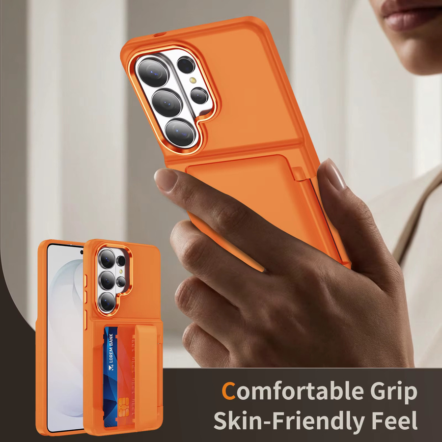 RPKKS Handyhülle mit Kartenfach und faltbarer Flip-Hülle für Samsung Galaxy S26 S25 S24 Plus S23 S22 Ultra, stoßfeste Panzer-Hülle für Android in Blau oder Orange - Bild 2