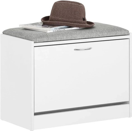 SoBuy Schuhbank FSR16-HG mit Sitzkissen und 1 Klappe in Grau