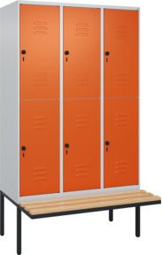 C+P Doppelstock-Spind Classic PLUS Sitzbank mit 3 Abteilen und Buche-Hartholz Sitzfläche, B/T/H: 212,0 x 120,0 x 81,5 cm - Bild 1