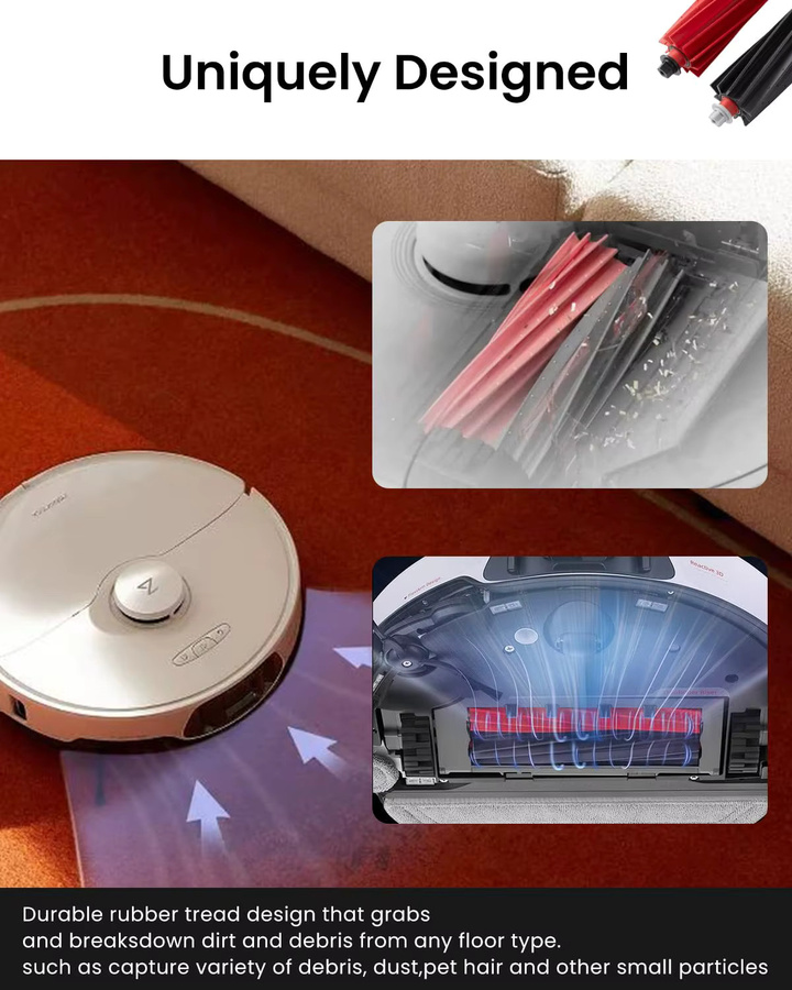 Roborock Hauptbürstenrollen aus Silikon für S8 MaxV Ultra, S8 Max Ultra, Qrevo Master, Slim & V20 Staubsauger, Multicolor - Bild 4