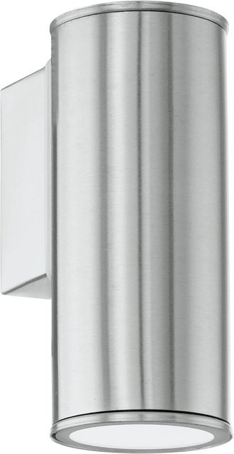 Eglo LED Wandleuchte Riga in Edelstahl und Glas für den Außenbereich, Farbe: Silber, Höhe: 15 cm, Tiefe: 6,5 cm - Bild 1