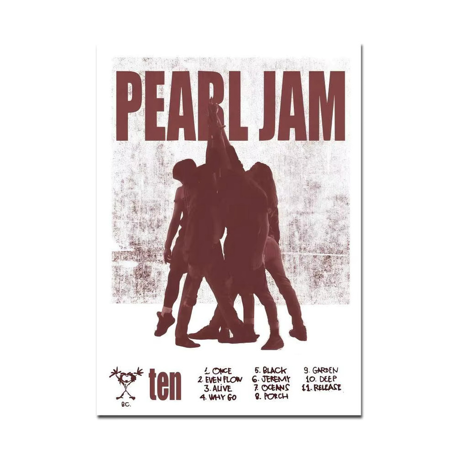 Moetch Banda Pearl Jam Ten Vintage Poster Wandkunst aus weißem Kraftpapier - Bild 7
