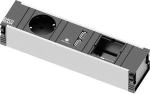 Bachmann Verlängerungskabel 912.0168 mit USB-A in Schwarz, Grau und Silber, Länge: 2,0 m - Bild 1