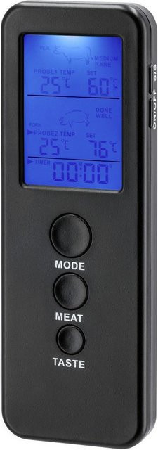 Digitales Bratenthermometer von XavaX in Schwarz mit Timer, Funksensor und 2 Sonden aus Edelstahl und Kunststoff - Bild 1