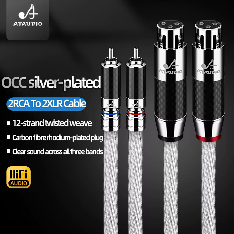 HiFi OCC versilbertes Audiokabel 2RCA auf 2XLR für Verstärker und CD-Player in Silber - Bild 3