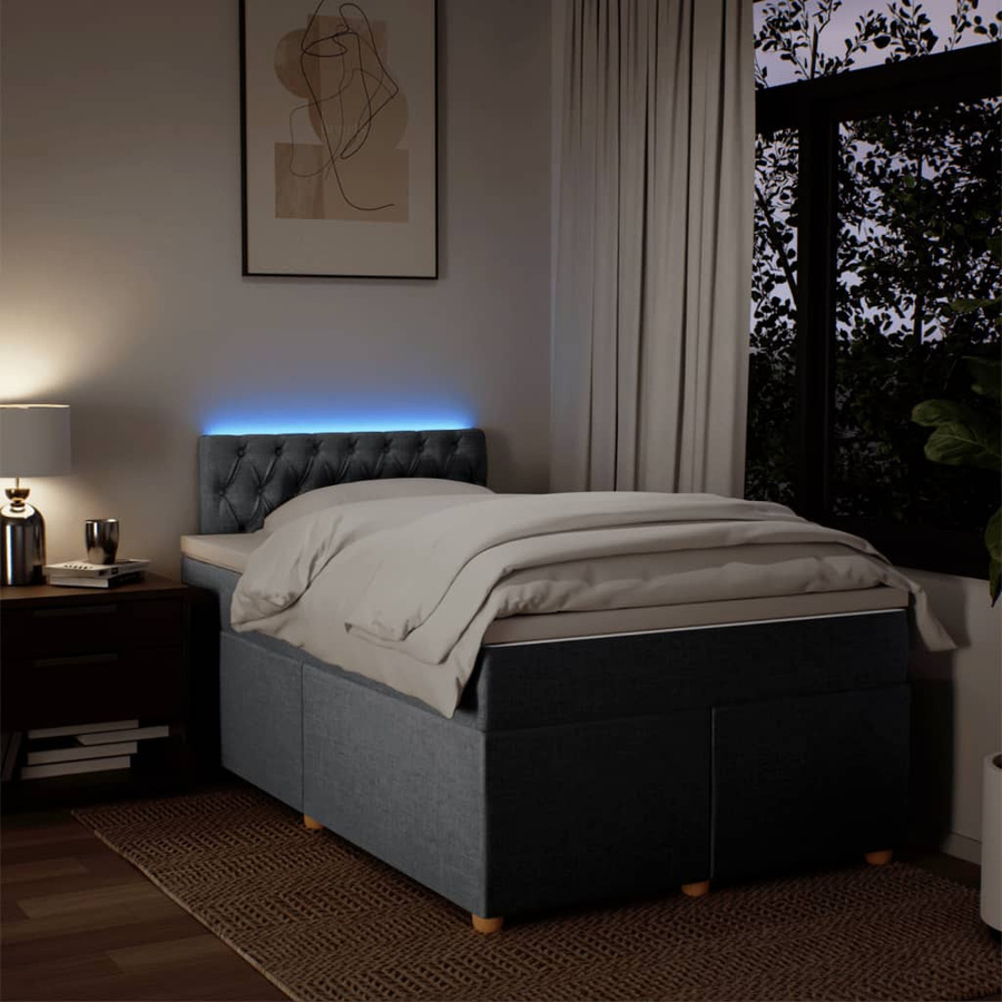 vidaXL Boxspringbett mit Matratze Hellgrau aus Stoff mit USB-Anschluss und Unterbettbeleuchtung B/T/H: 120 x 190 x 100,5 cm - Bild 2