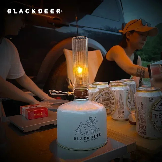 BLACKDEER Vintage Gaslampe für Camping und Outdoor, transparente Tischlampe mit warmweißem Licht - Bild 1