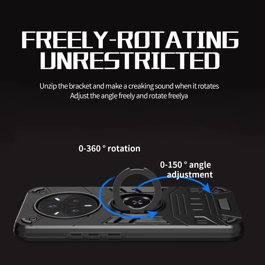 Stoßfeste Schutzhülle für OPPO Realme 14 Pro, 14 Plus, 14 und 14X mit Ring-Ständer Halterung in Schwarz - Bild 2