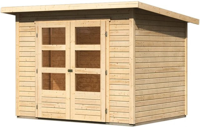 Karibu Holz-Gartenhaus Sitten in Natur mit Pultdach und modernem Design, B/T/H: 242 x 182 x 197 cm - Bild 1