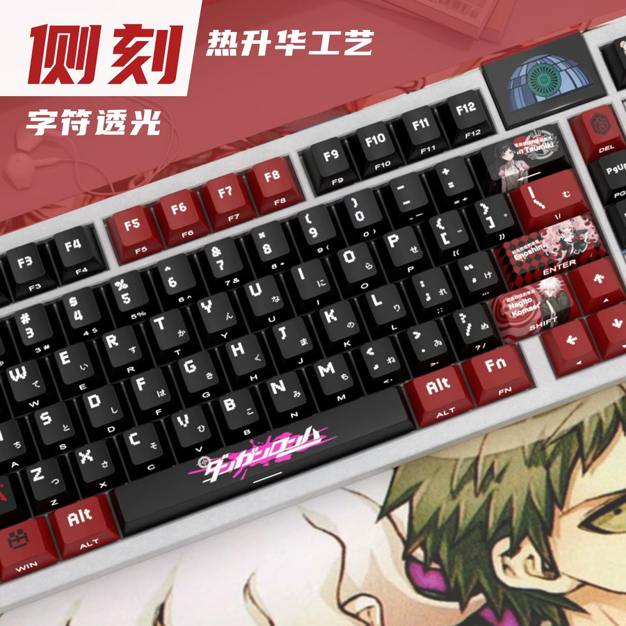 Danganronpa Tastenkappen Set aus PBT in Multicolor mit seitlicher Lichtdurchlässigkeit für Cherry MX Switches und kompatible Tastaturen wie ROG Night Devil Mega Lion Woot - Bild 2