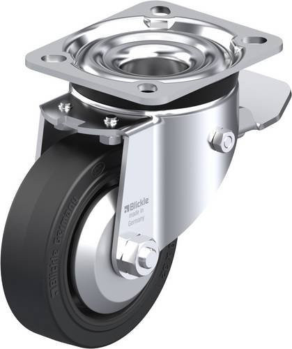 Blickle Lenkrolle LK-POEV 100XR-1-ST-FA mit Feststeller in Schwarz und Silber, Rad-Durchmesser: 100 mm, Tragfähigkeit: 200 kg - Bild 1