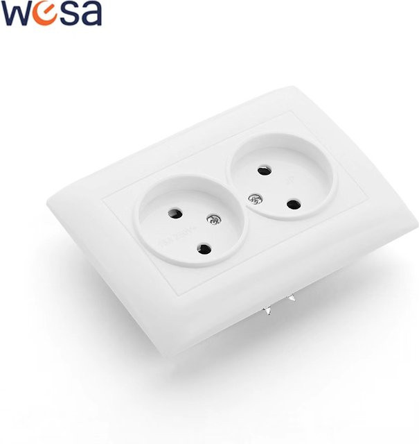 WESA Steckdose in Weiß, flammhemmend, EU-Standard, 250 V - Bild 1