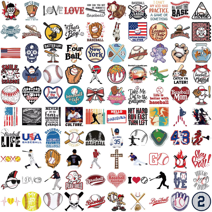 100 Stück Cartoon-Baseball-Graffiti-Aufkleber wasserdicht für DIY-Dekoration in Multicolor von AufnahmeYourLife Store - Bild 2