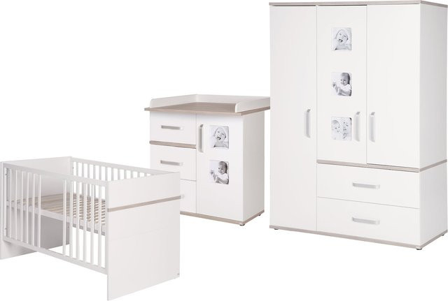 roba Kinderzimmerset Moritz 3-teilig in Weiß mit Kinderbett, Wickelkommode und Schrank - Bild 1
