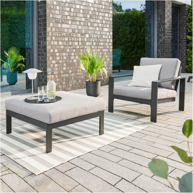 HOME DELUXE Gartenlounge RIO S aus Aluminium in Anthrazit inklusive Polster - Bild 1