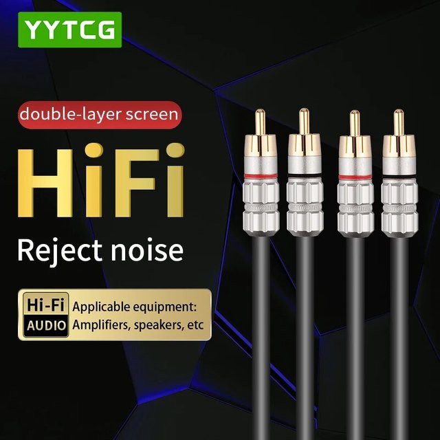 Yytcg Stereo-Audio Kabel RCA auf RCA mit vergoldeten Steckern für Heimkino und Verstärker, Farbe: Gold - Bild 1