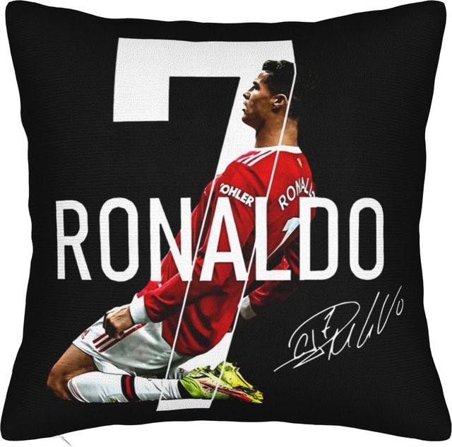 Dekorativer Kissenbezug Cristiano Ronaldo CR7 aus Kurzplüsch, Mehrfarbig, B/B: 55 x 55 cm - Bild 1