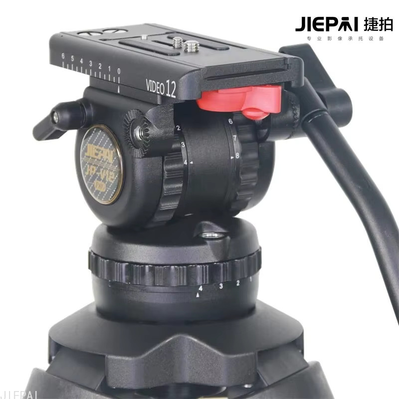 Jiepai V12T PRO Carbon-Videokamerastativ mit Fluid-Getriebekopf und 100mm Schale in Schwarz, Traglast 12kg - Bild 2