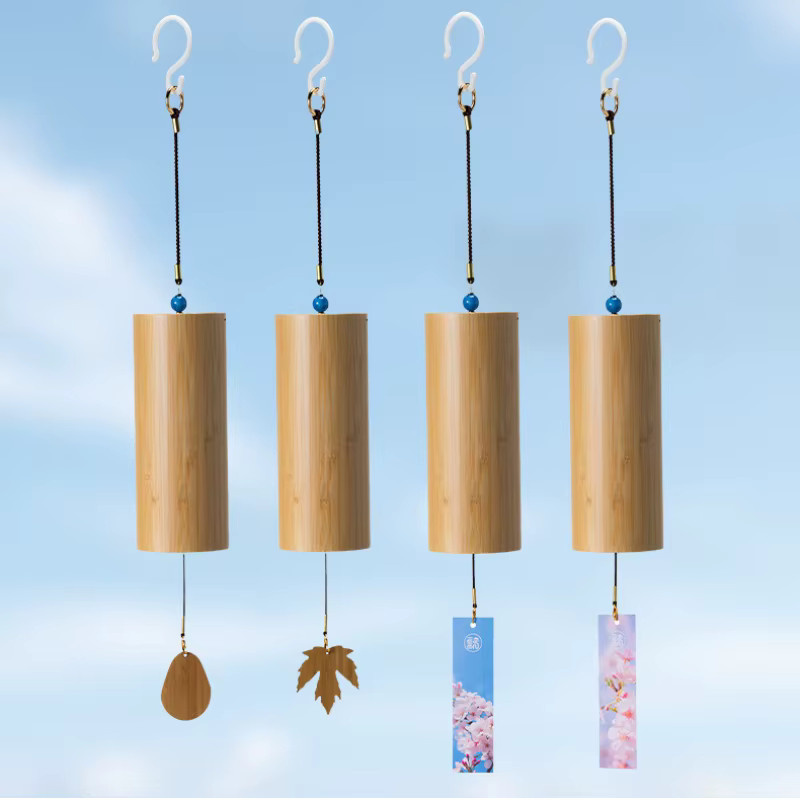 YUYU Japanisches Bambus-Windspiel in Braun für Garten und Terrasse mit 8 Stäben für Zen-Meditation - Bild 3