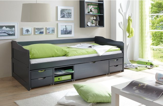 TiCAA Sofabett Marlies Funktionsbett als Gästebett aus Kiefer in Grau - Bild 1