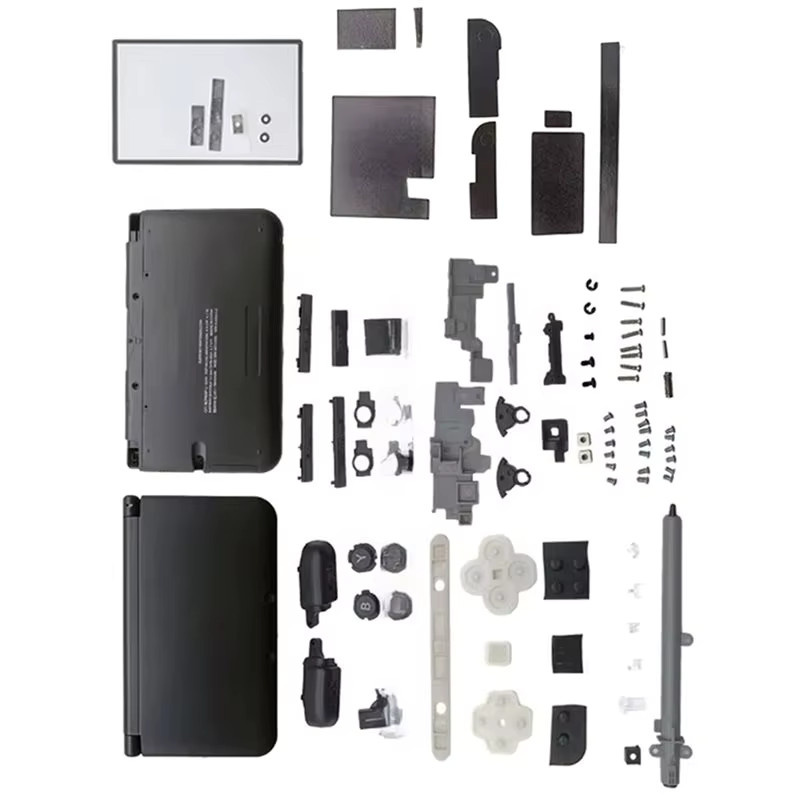 Ersatzgehäuse-Set für Nintendo 3DS XL LL in Schwarz, Vorder- und Rückseite Komplettset - Bild 2