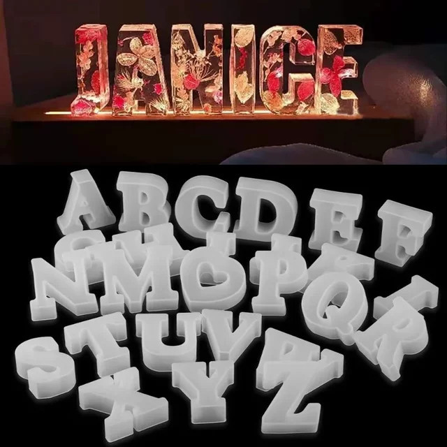 3D Silikonformen für Alphabet Großbuchstaben zur Herstellung von DIY Schmuck und Anhängern aus Epoxidharz, transparent - Bild 1