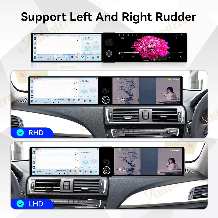 ZWNAV Dual Screen Android 14 Auto Radio mit Carplay und GPS Navigation für BMW 1 Serie F20 F21 (2013-2019), Schwarz - Bild 3