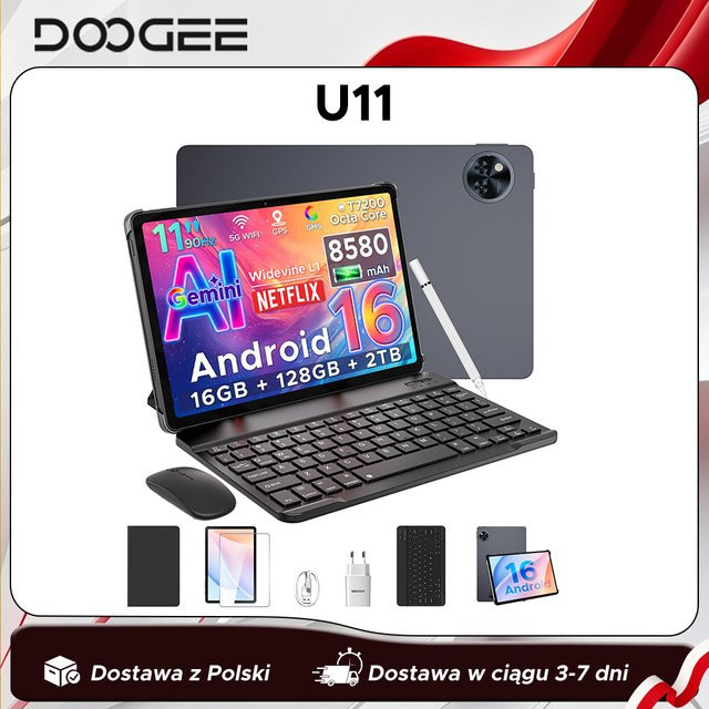DOOGEE U11 Android 16 Tablet Blau mit 11 Zoll Ultra-Klar 90Hz Display, 4GB RAM, 128GB ROM und 8580mAh Akku - Bild 1