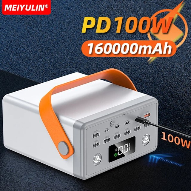 MEIYULIN Power Bank mit 160000 mAh Kapazität, PD 100 W Schnellladung, USB-C, Weiß - Bild 1