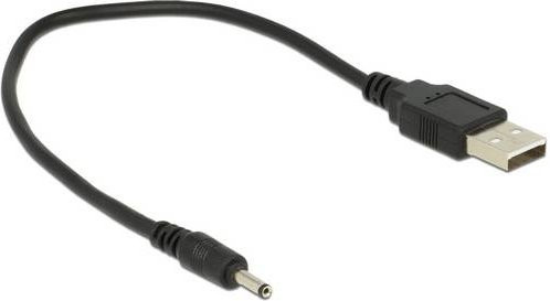 Delock USB-Stromkabel mit USB-A Stecker und DC 3,0mm Stecker in Schwarz, Länge: 0,27 m - Bild 1