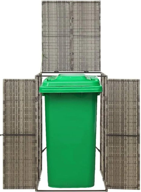 vidaXL Mülltonnenbox für 1 Tonne aus Poly Rattan in Grau, B/T/H: 70 x 80 x 117 cm - Bild 1