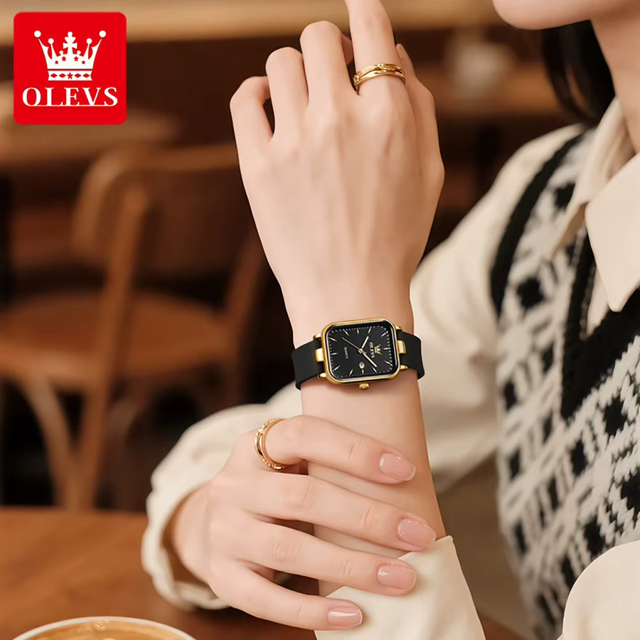 OLEVS Armbanduhr, Quarz, Edelstahl, Silber, Schwarz, Damen - Bild 5
