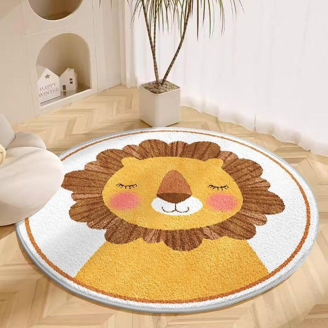 Runder Plüschteppich mit Kinder-Motiv von Yiran Furniture, Waschbare Kunstfell-Fußmatte für Wohnzimmer und Kinderzimmer, Durchmesser: 60 cm - Bild 1